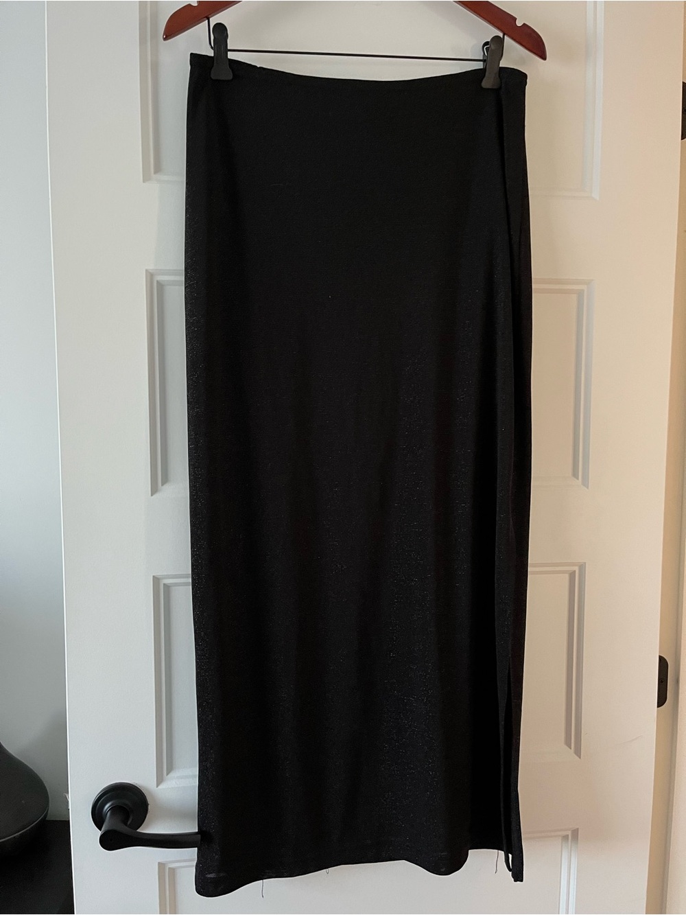 DYNA Black Women's Long Straight Maxi Skirt Front Slit Evening Party Skirt sz L